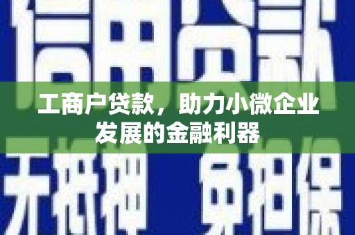 京口工商户贷款，助力小微企业发展的金融利器