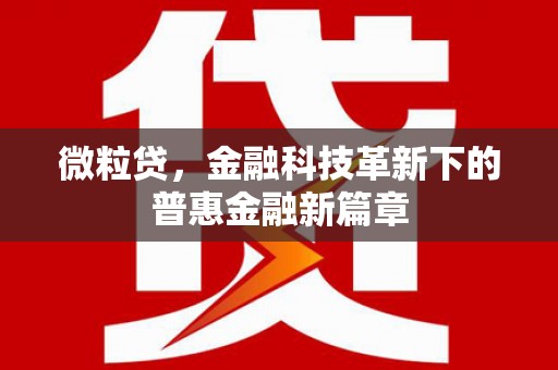京口微粒贷，金融科技革新下的普惠金融新篇章