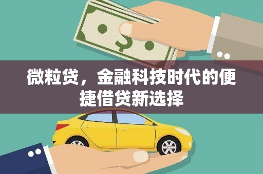 京口微粒贷，金融科技时代的便捷借贷新选择